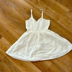 White eyelet mini dress